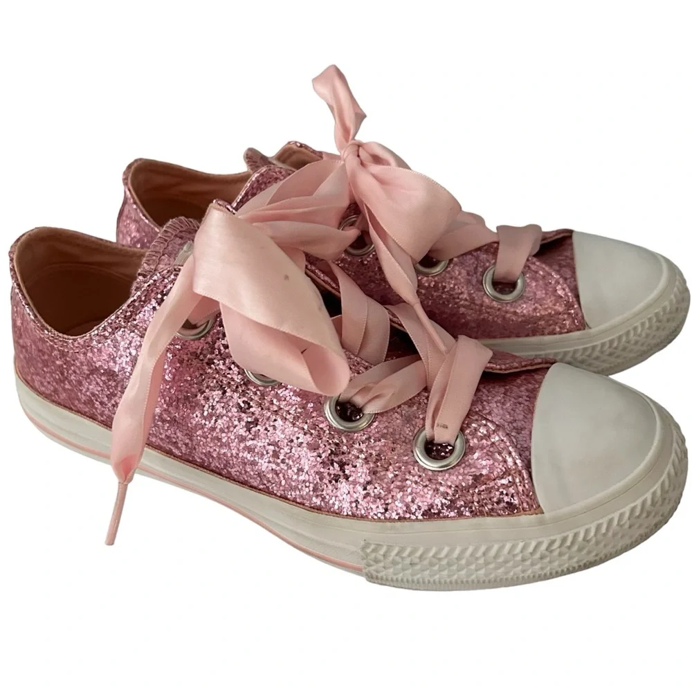 Converse All Star Party Dress Low Top Pink Glitter Sneakers